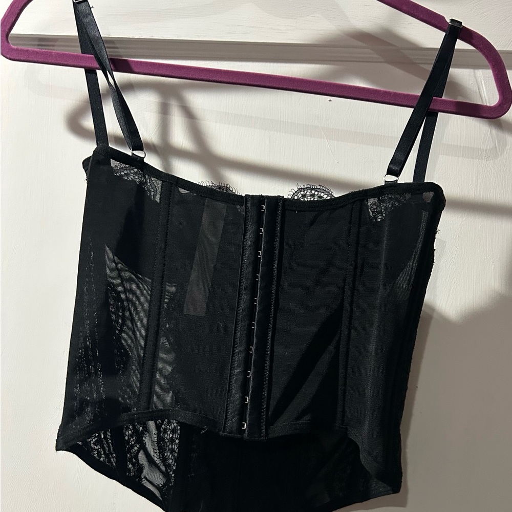 Elegant Black Lace Corset Top
